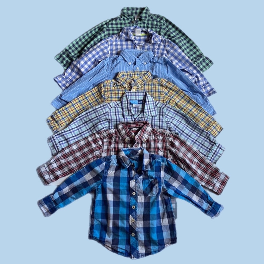🎉 FINAL PRICE 🎉 7 Long Sleeve Button Up Dress Shirts 24 months 2T Lot